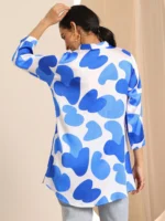 White Printed Silk Blend Straight Tunic - Image 3
