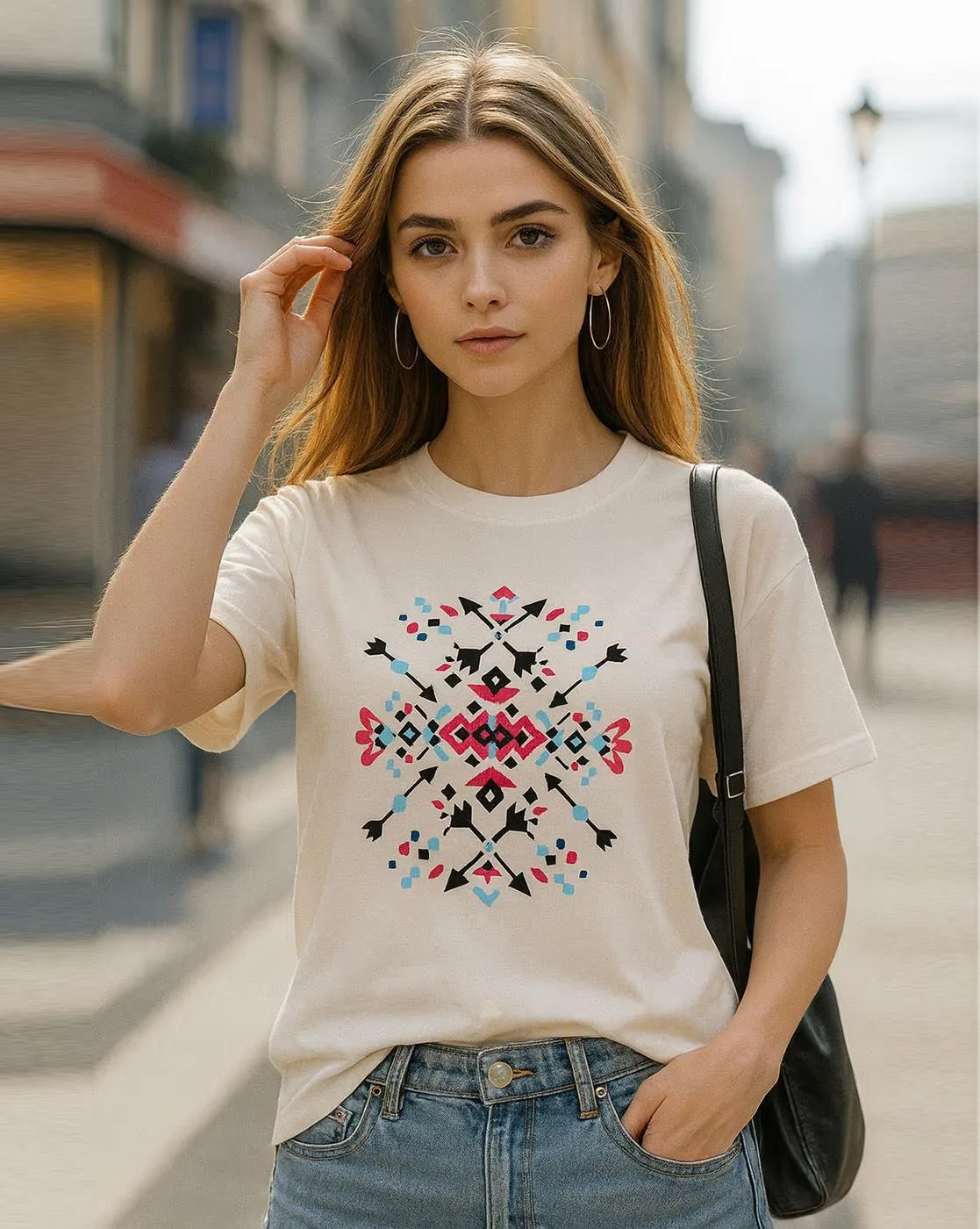 1117Wx1400H-702295568-white-MODEL.webp Women Graphic Print Regular Fit T-Shirt - Image 1