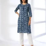 Women Printed Straight Kurta with Neck Tie-Up